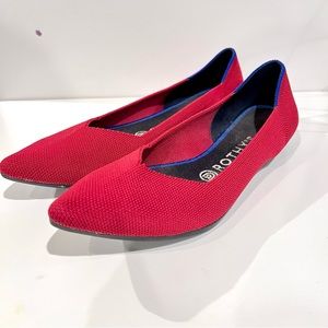 Rothy’s Size 8 Pointy Red Flats comfort Recycled Textile Upper